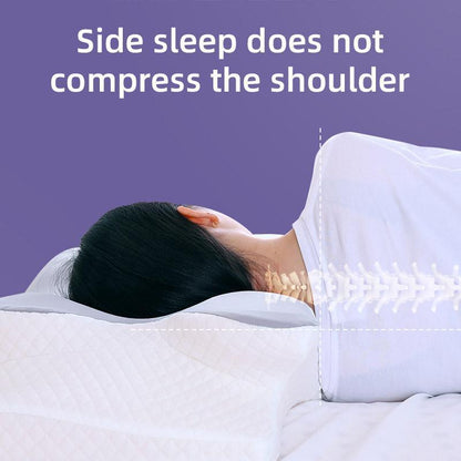 Premium Memory Foam Neck Pillow with Butterfly Ergonomic Design - Grey