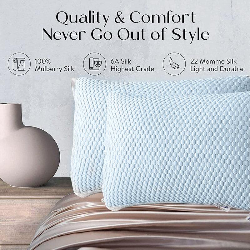 Premium Breathable Ice Silk Pillows – Light Grey 2 Pack