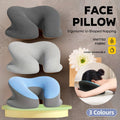 U-Shaped Face Cushion Pillow - 32cm x 28cm x 15cm - Light Grey, Ergonomic Design - SuperSaverAU - view 1