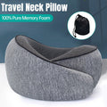 U-Shaped Travel Neck Pillow with Memory Foam & Breathable Cover - Grey - SuperSaverAU - view 1