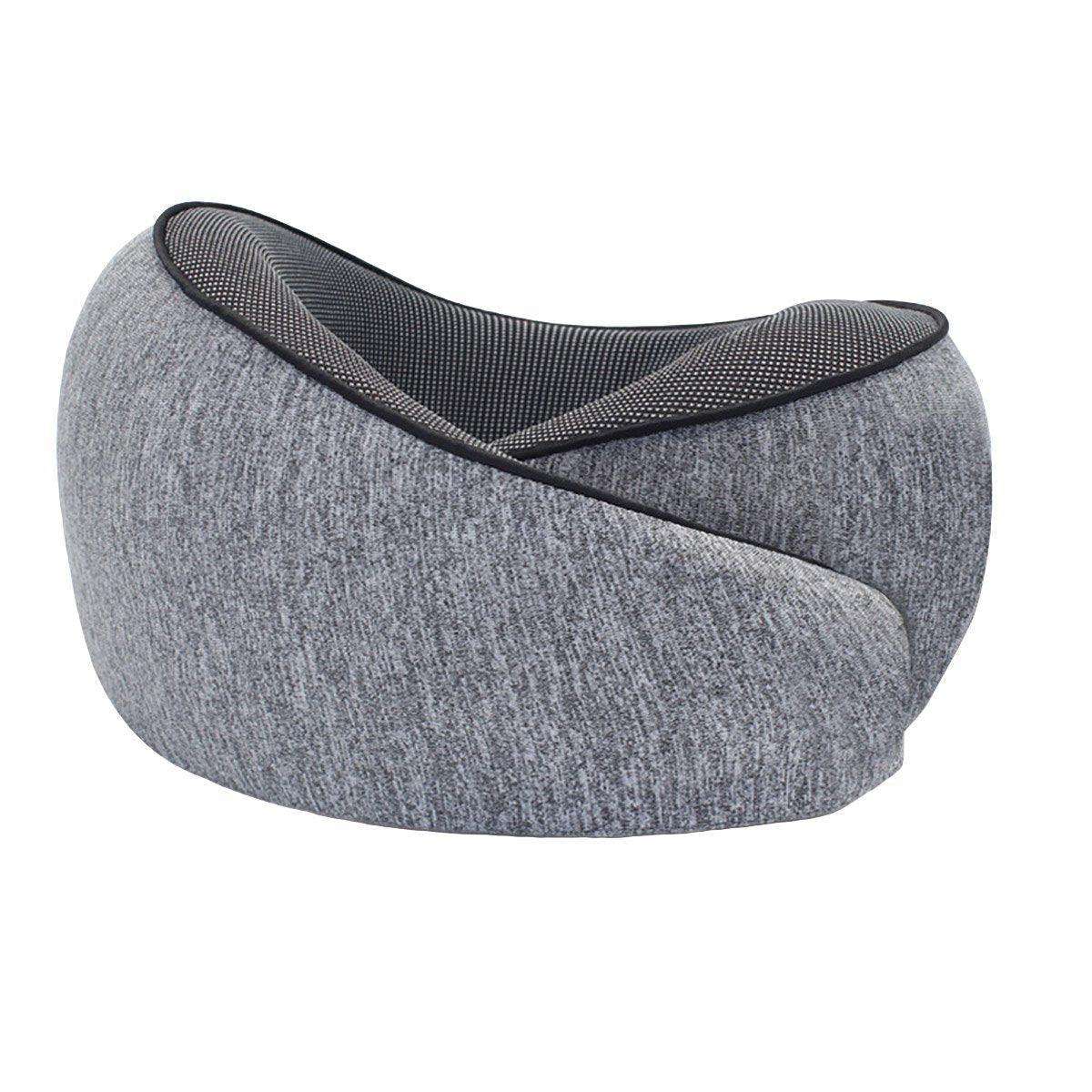 U-Shaped Travel Neck Pillow with Memory Foam & Breathable Cover - Grey