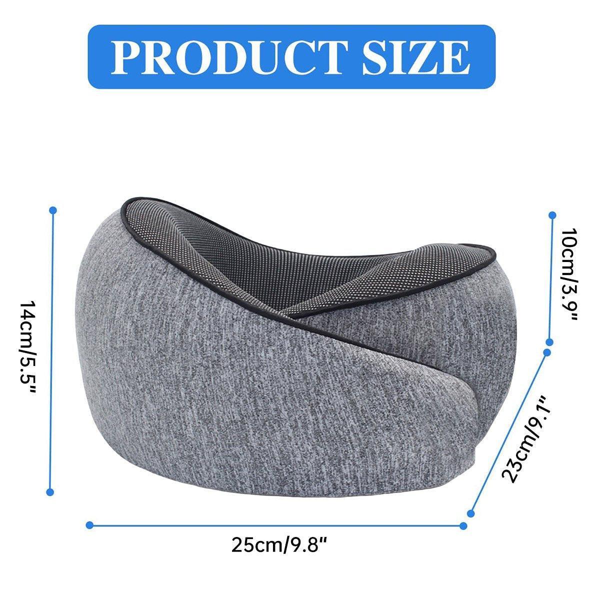 U-Shaped Travel Neck Pillow with Memory Foam & Breathable Cover - Grey