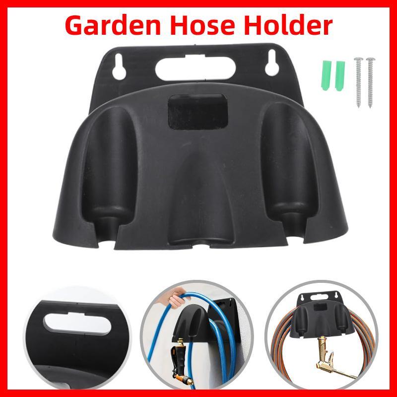 Premium Black Wall Mounted Garden Hose Holder Rack ABS 10-30m Capacity