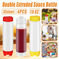 Premium Double-Ended Sauce Dispenser Bottles – Red 16oz, 4 Pack