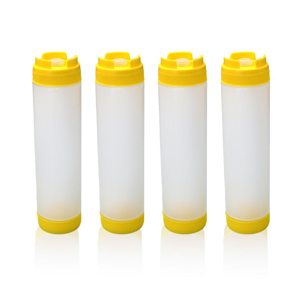 Premium Double-Ended Sauce Dispenser Bottles – Red 16oz, 4 Pack