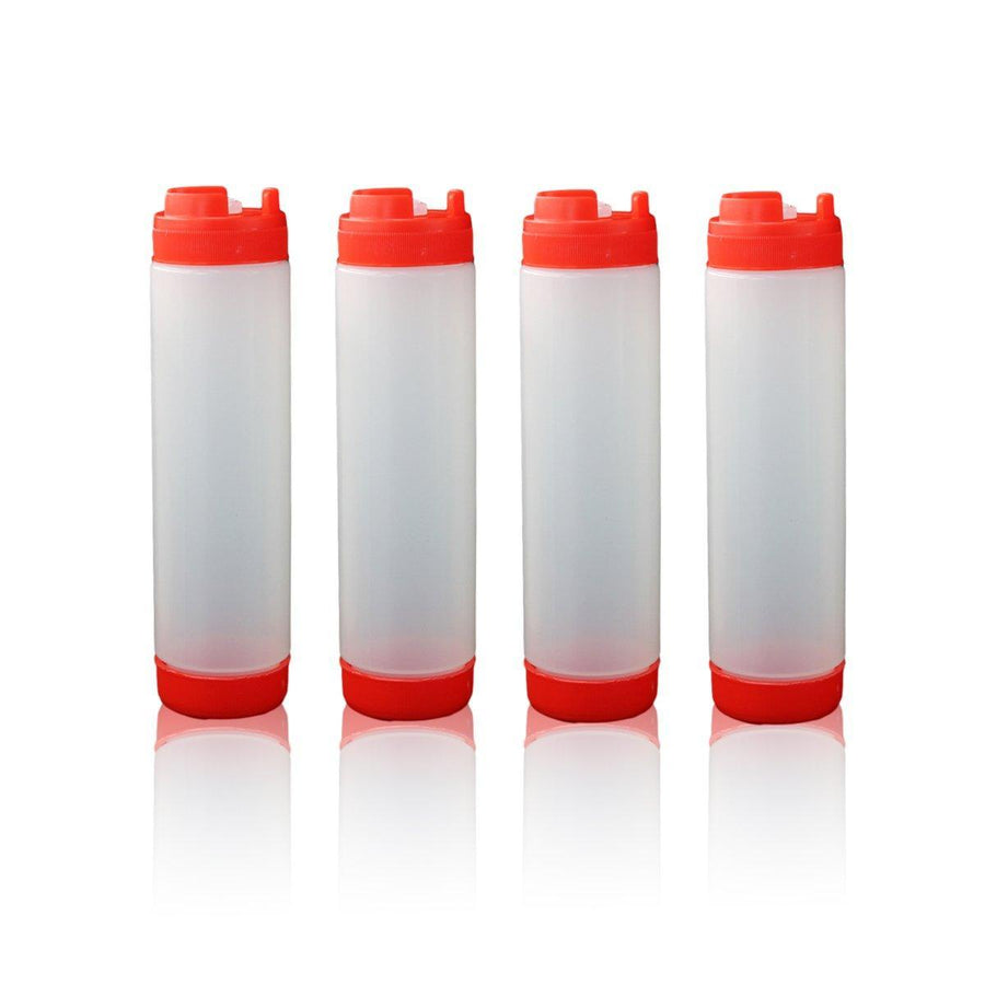 Premium Double-Ended Sauce Dispenser Bottles – Red 16oz, 4 Pack