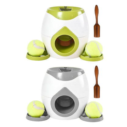 Interactive Dog Toy Tennis Feeder Machine - 29.5cm, Green, Treat Dispenser