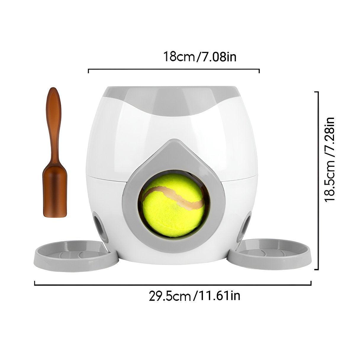 Interactive Dog Toy Tennis Feeder Machine - 29.5cm, Green, Treat Dispenser