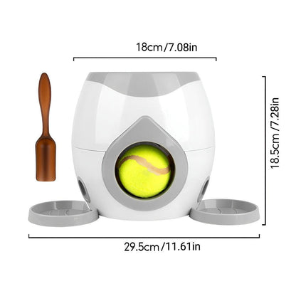 Interactive Dog Toy Tennis Feeder Machine - 29.5cm, Green, Treat Dispenser