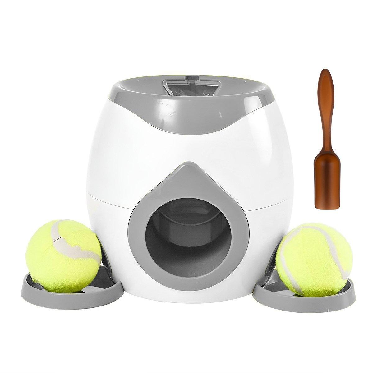 Interactive Dog Toy Tennis Feeder Machine - 29.5cm, Grey, Treat Dispenser