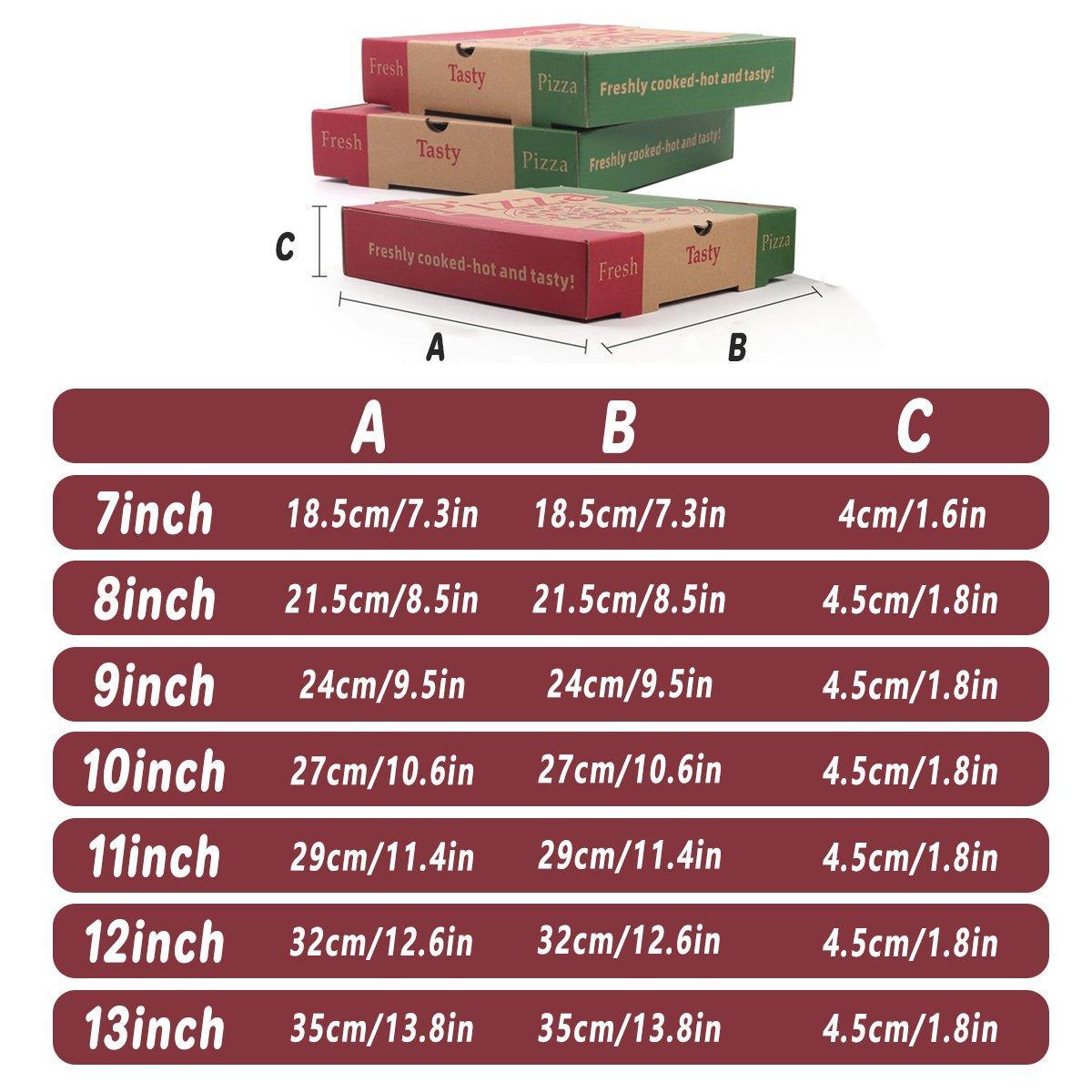 50pcs Pizza Packing Boxes Folding Box Durable Food Storage Containers Colourful - 9inch