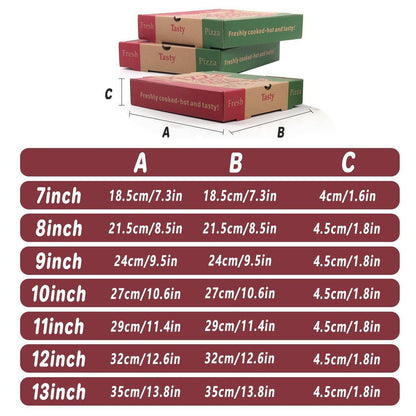 50pcs Pizza Packing Boxes Folding Box Durable Food Storage Containers Colourful - 9inch