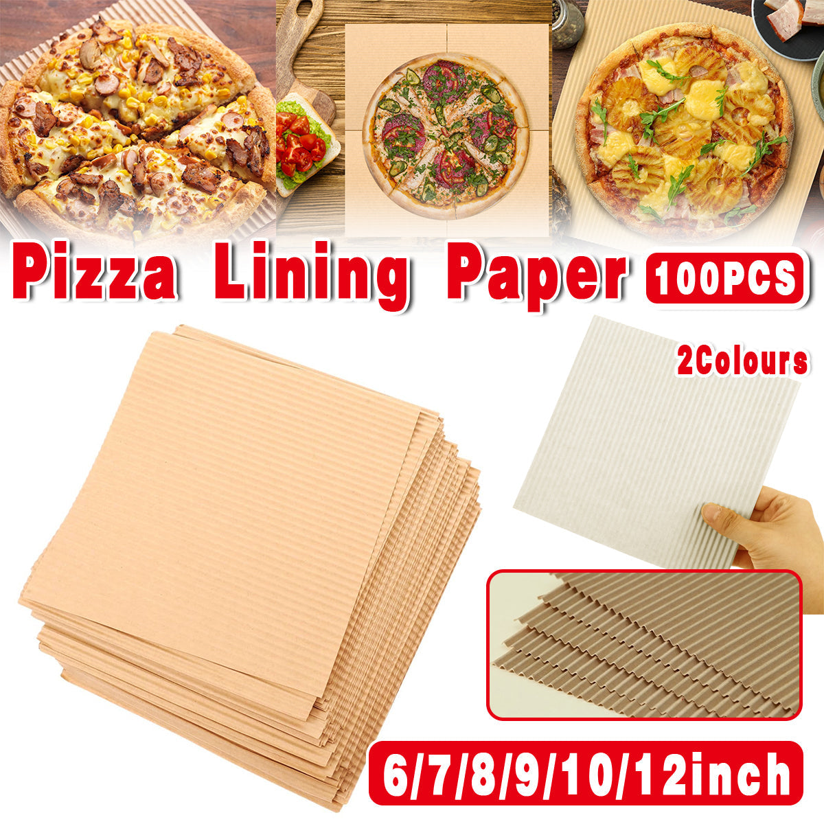 100PCS Pizza Box Pads Greaseproof Paper Food Liners Oil Resistant Pizza Mat - 10inch - SuperSaverAU - view 1
