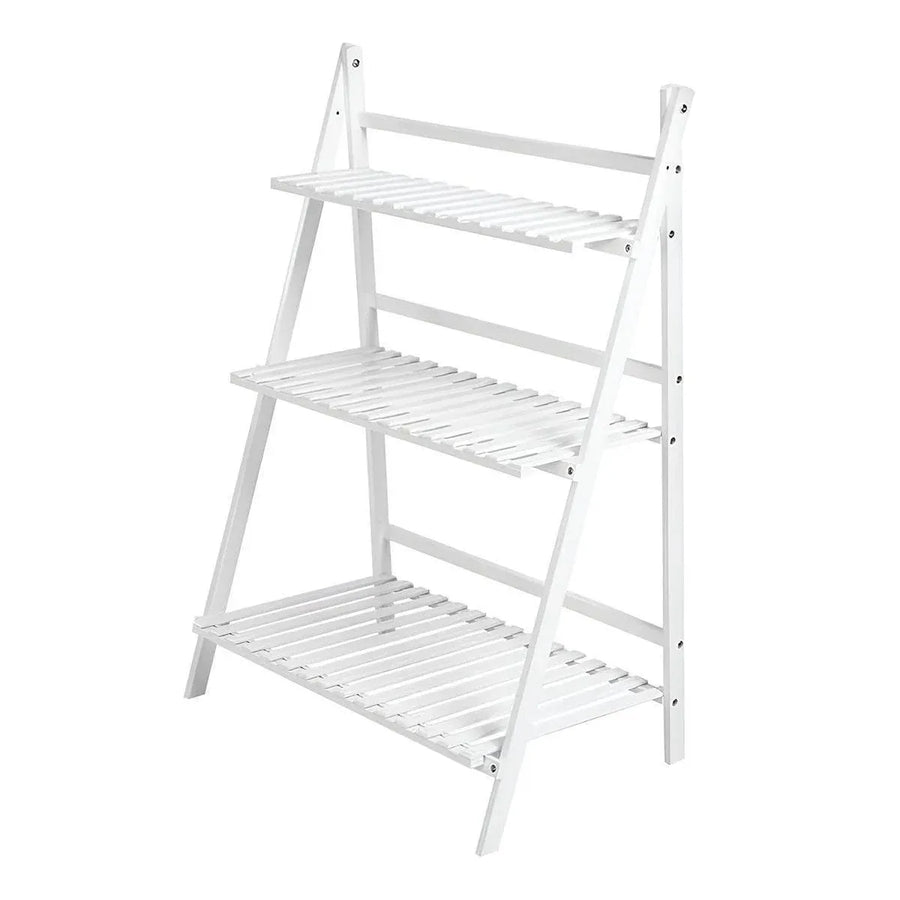 Premium 3-Layer Wooden Foldable Plant Stand – White 70 x 40 x 96cm