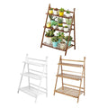 Premium 3-Layer Wooden Foldable Plant Stand – White 70 x 40 x 96cm