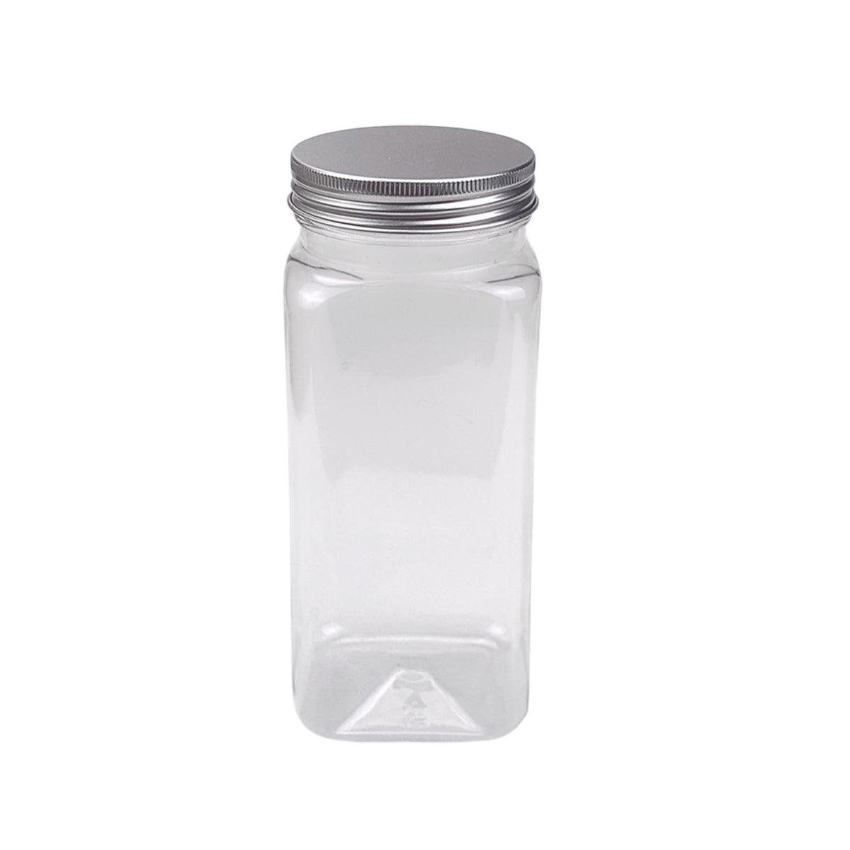 20pcs Square Transparent Plastic Bottles 550ml with Aluminium Caps for Food Storage