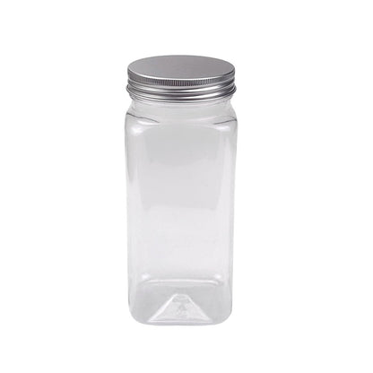 20pcs Square Transparent Plastic Bottles 550ml with Aluminium Caps for Food Storage