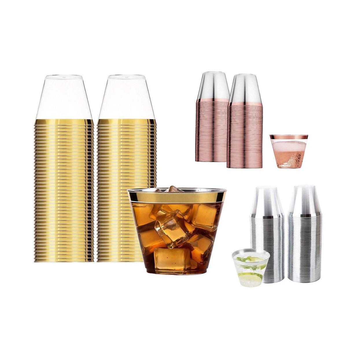 100pcs 9OZ Hot Gold Silver Plastic Wine Cup Western Food Cup Ice Cream - Silver - SuperSaverAU - view 1