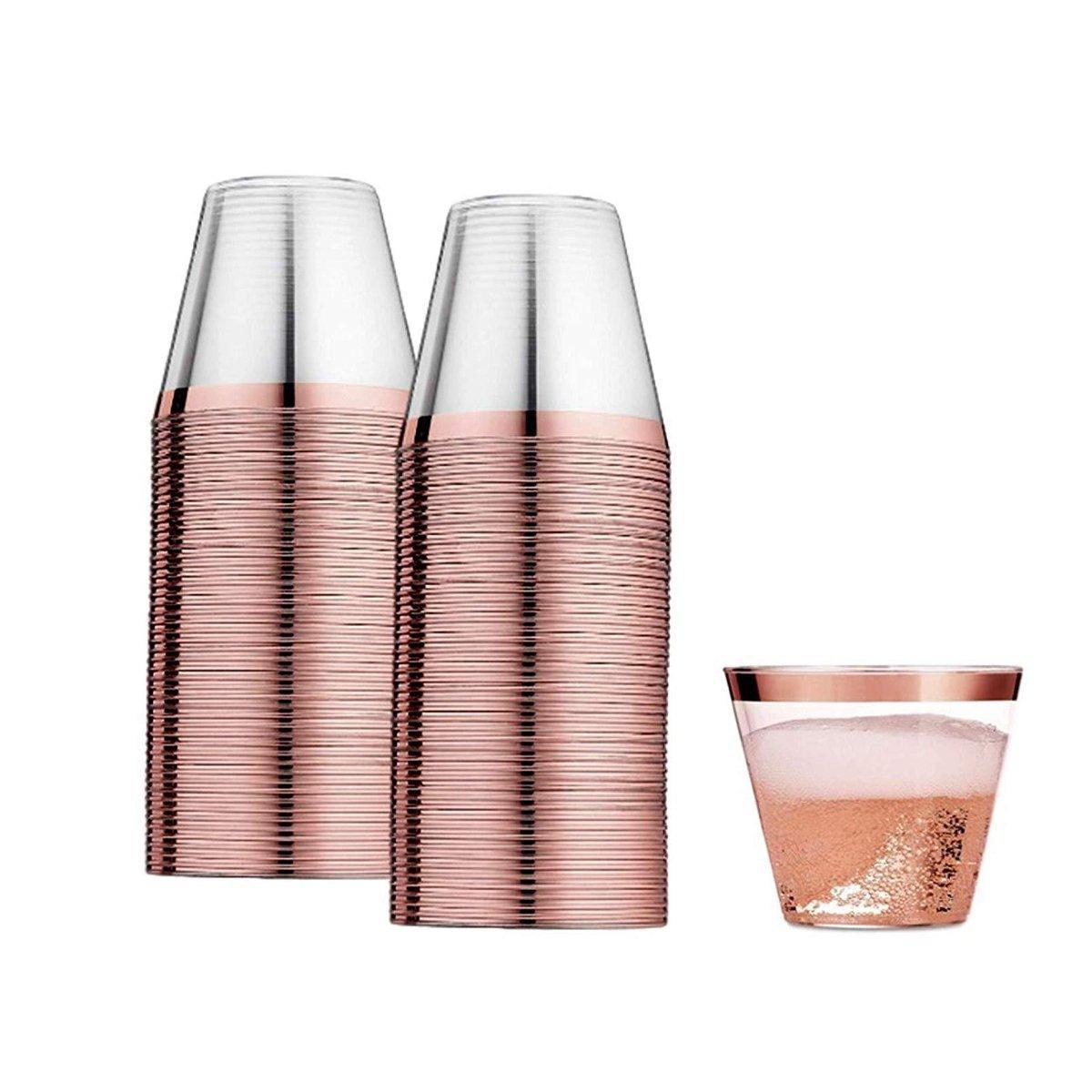 100pcs 9OZ Hot Gold Silver Plastic Wine Cup Western Food Cup Ice Cream - Silver