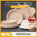 100x Biodegradable Sugarcane Paper Trays - Eco-Friendly & Durable for  Food - 7inches-100pcs - SuperSaverAU - view 1