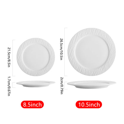 Ceramic Plate 10.5 Inch - Rustic Matte Texture, Stone Pattern, Stable Base