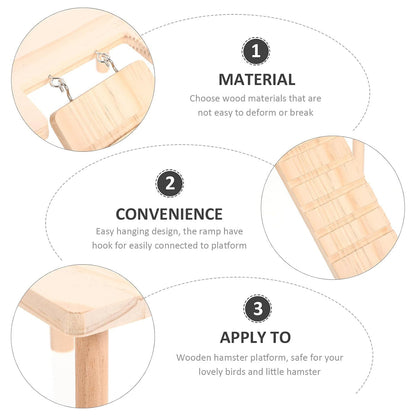 Hamster Wood Stand Platform with Ladder Small Animal Toy Hamster Rat Accessories - U-shape