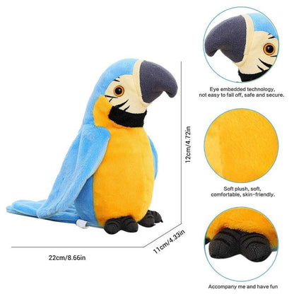 Interactive Blue Talking Plush Parrot for Early Learning and Fun