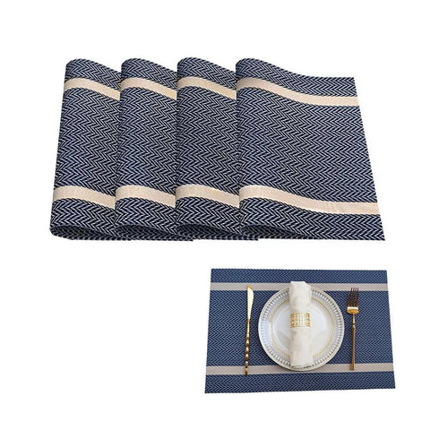 Premium Anti-Slip Woven Placemats – Blue 4 Pack, Heat Resistant