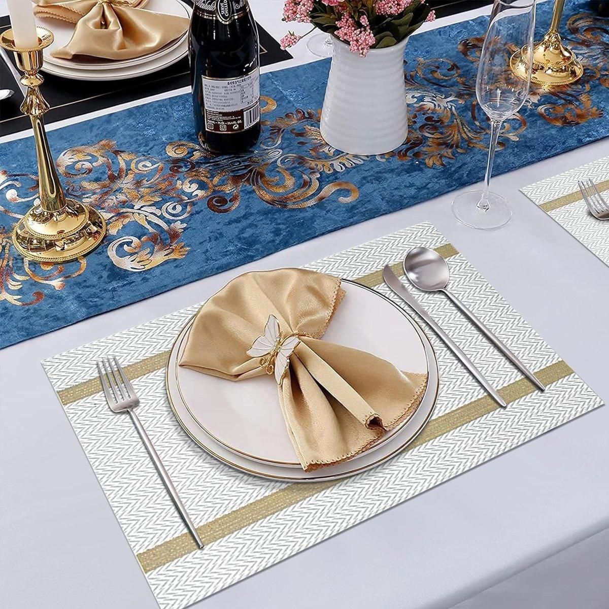 Premium Anti-Slip Woven Placemats – Blue 4 Pack, Heat Resistant