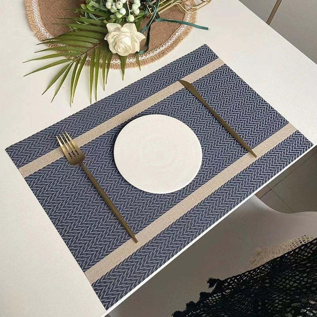 Premium Anti-Slip Woven Placemats – Blue 4 Pack, Heat Resistant