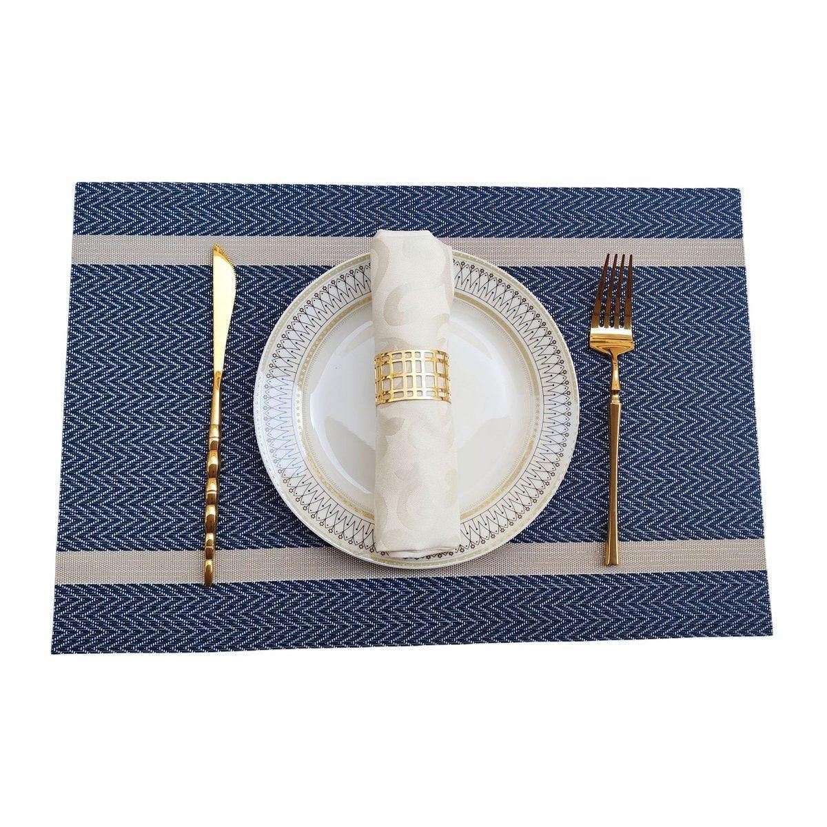 Premium Anti-Slip Woven Placemats – Blue 4 Pack, Heat Resistant