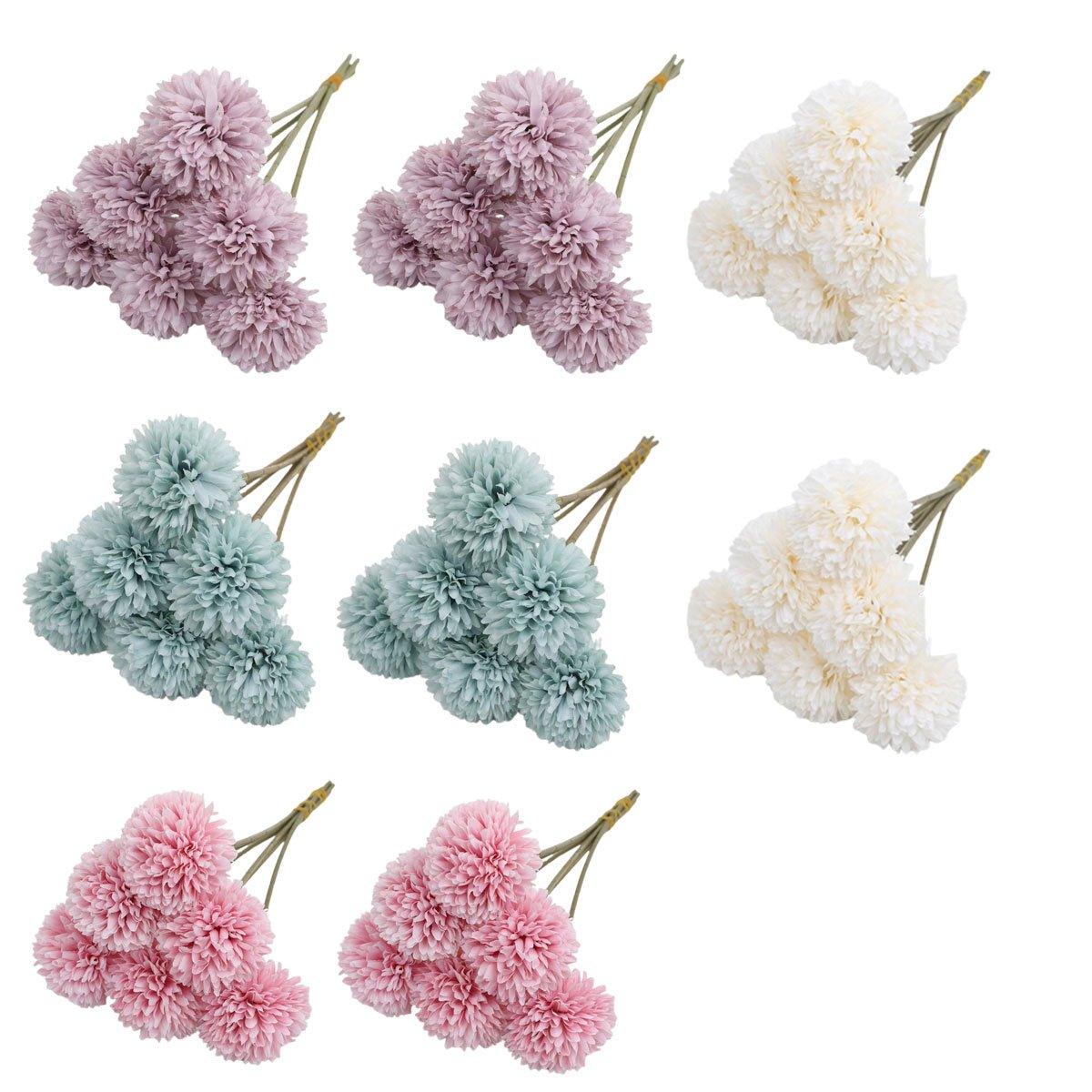 Premium Artificial Dandelion Flowers – Blue 12 Pack
