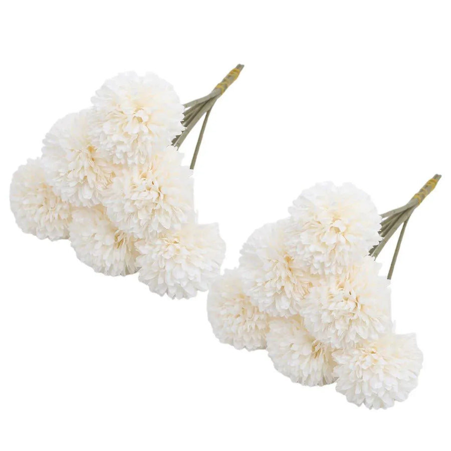 Premium Artificial Dandelion Flowers – White 12 Pack