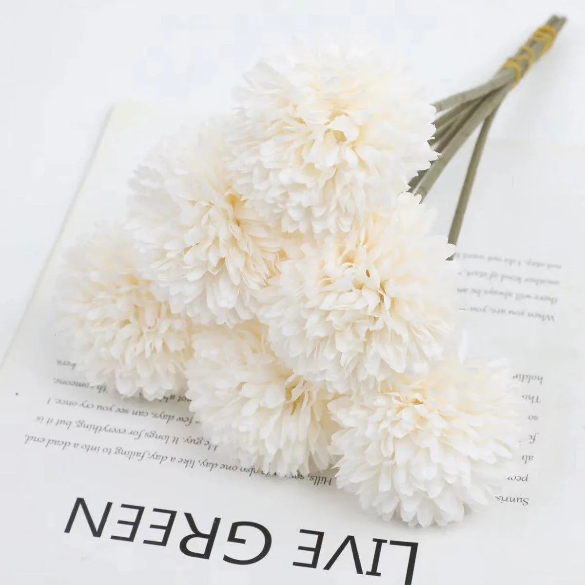 Premium Artificial Dandelion Flowers – White 12 Pack