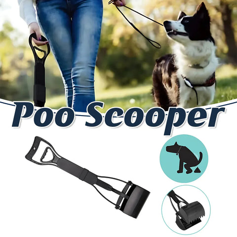 Premium Black Long Handle Dog Pooper Scooper - 60cm