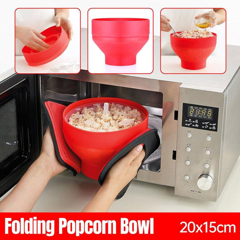 Premium Foldable Silicone Microwave Popcorn Bucket – with Lid