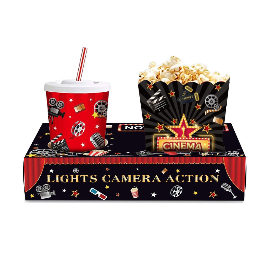 24 PCS Movie Night Snack Trays Popcorn Food Drink Holder Cinema Party Supplies - 24pcs-KY001 - SuperSaverAU - view 1