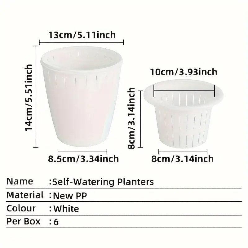 Premium Self-Watering Breathable Planter Pots – White 6 Pack