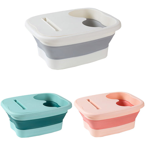 Premium Green Foldable Foot Tub with Lid Phone Holder and Massage Points