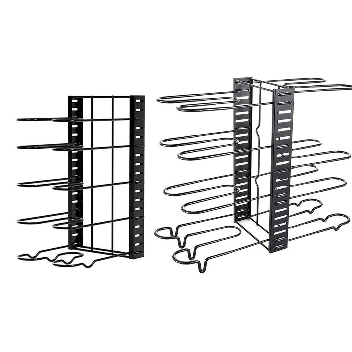 5th-Floor Multi-Layer Vertical Pot Lid Storage Rack, Foldable, Black, Small Size - SuperSaverAU - view 1