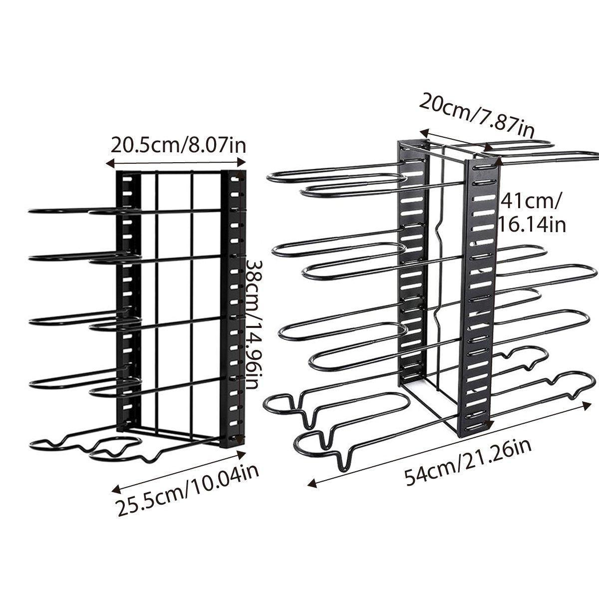 5th-Floor Multi-Layer Vertical Pot Lid Storage Rack, Foldable, Black, Small Size - SuperSaverAU - view 2