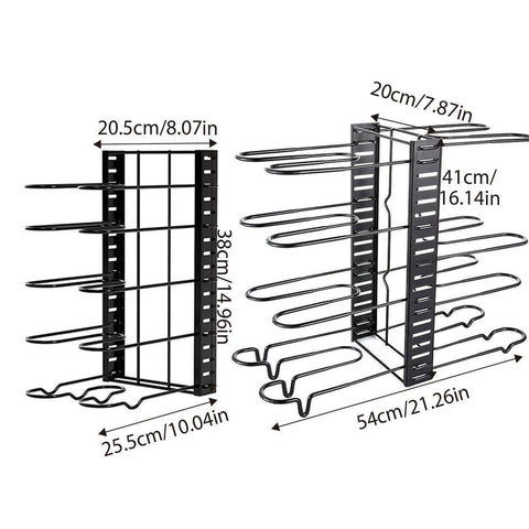 5th-Floor Multi-Layer Vertical Pot Lid Storage Rack, Foldable, Black, Small Size - SuperSaverAU - view 2
