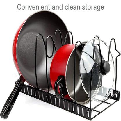 Multi-Layer Vertical Pot Lid Storage Rack Folding Kitchen Countertop Organizer - 5th-Floor