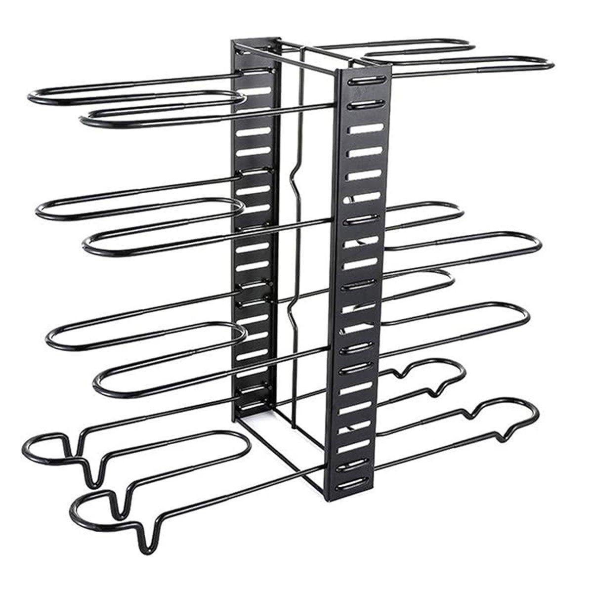 5th-Floor Multi-Layer Vertical Pot Lid Storage Rack, Foldable, Black, Small Size - SuperSaverAU - view 5