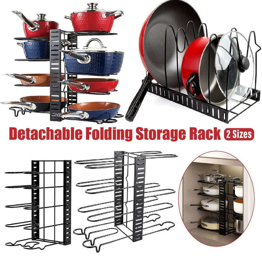 Premium 8-Tier Vertical Pot Lid Storage Rack – Black