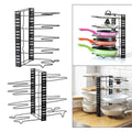 Premium 8-Tier Vertical Pot Lid Storage Rack – Black