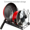 Premium 8-Tier Vertical Pot Lid Storage Rack – Black