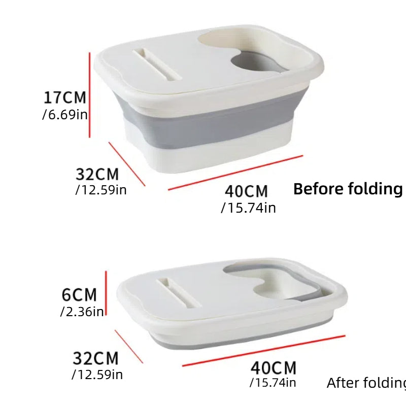 Premium Pink Foldable Foot Tub with Lid Phone Holder and Massage Points