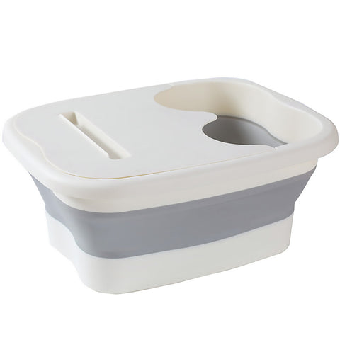 Premium White Foldable Foot Tub with Lid Phone Holder and Massage Points