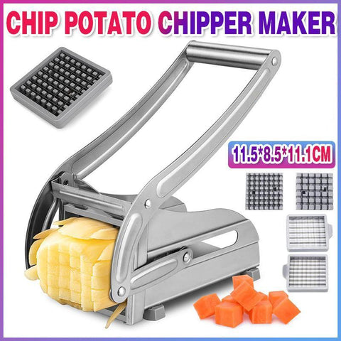 Chipper Potato Chipper Maker – Silver with 2 Blades